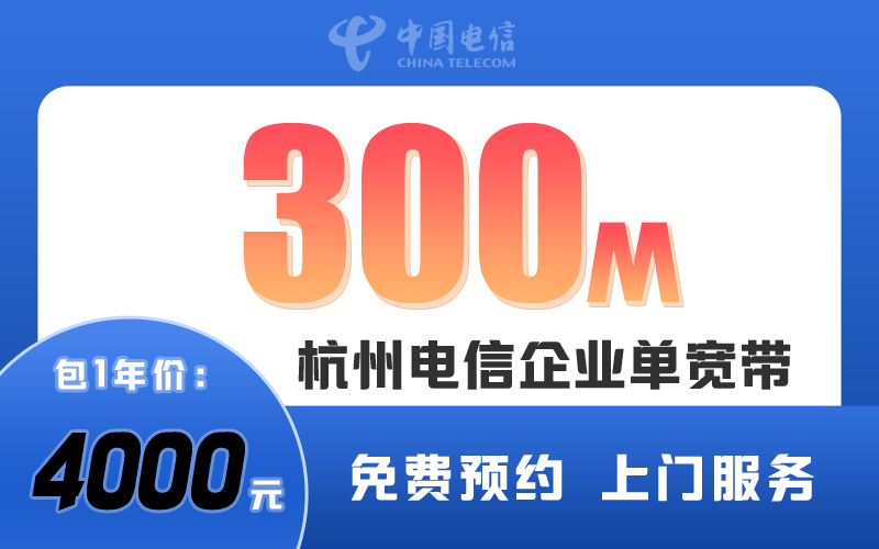 2026年杭州电信企业宽带资费，杭州电信企业300M包1年4000元